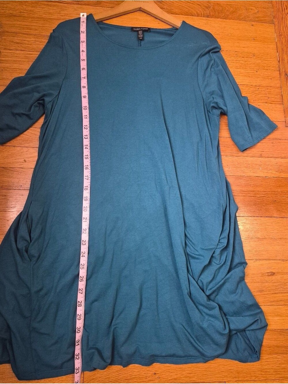 Eileen Fisher Long Blue Teal Jersey Knit Stretchy Tunic Top - Picture 7 of 7